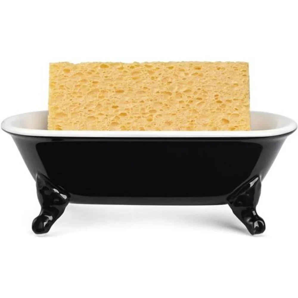 Ceramic Clawfoot Bathtub Soap Dish Tray Bathroom Kitchen Sponge Holder